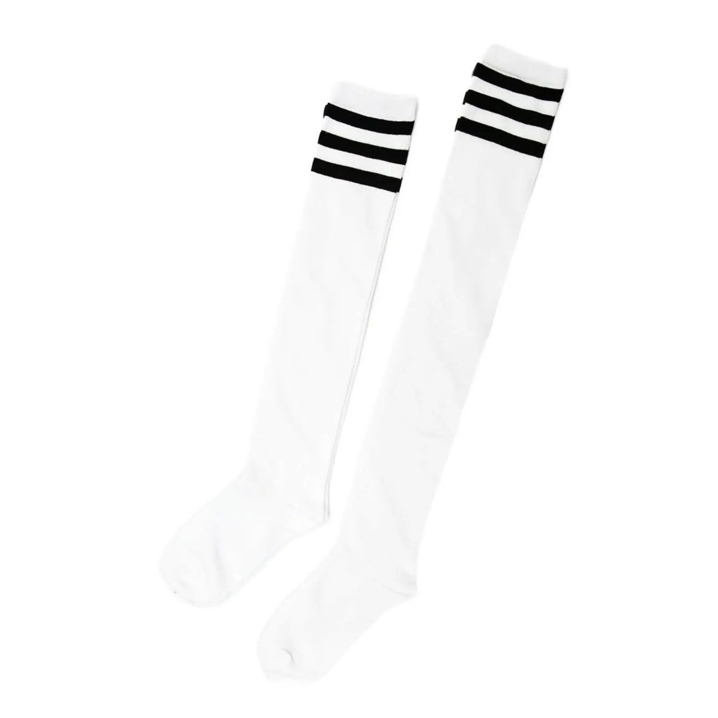 Womens Striped Top Black White Cotton Knee High Socks Over the Knee Thigh High