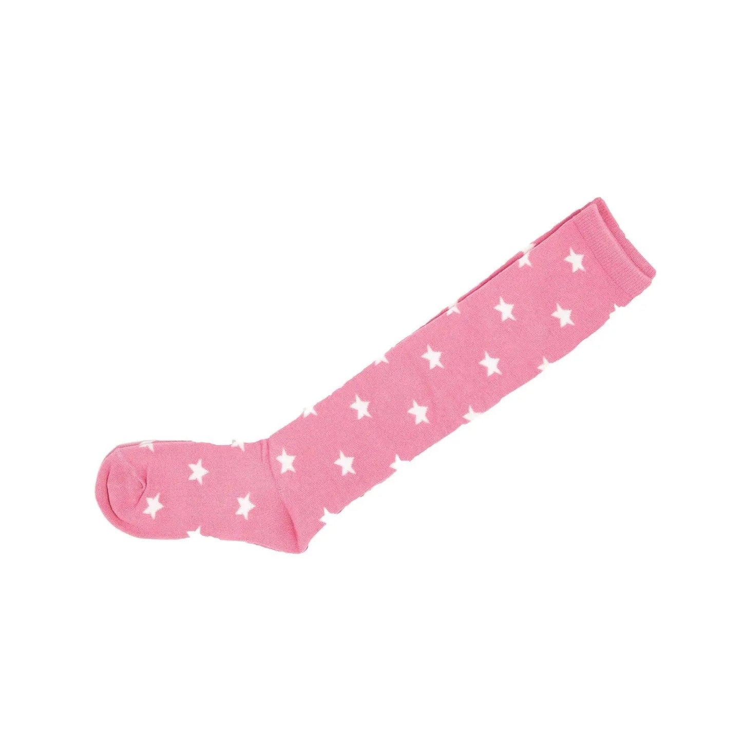 Star Knee High Socks Cotton Stocking White Pink