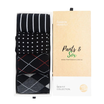 Casual Black Diamond Toe Socks Gift Box