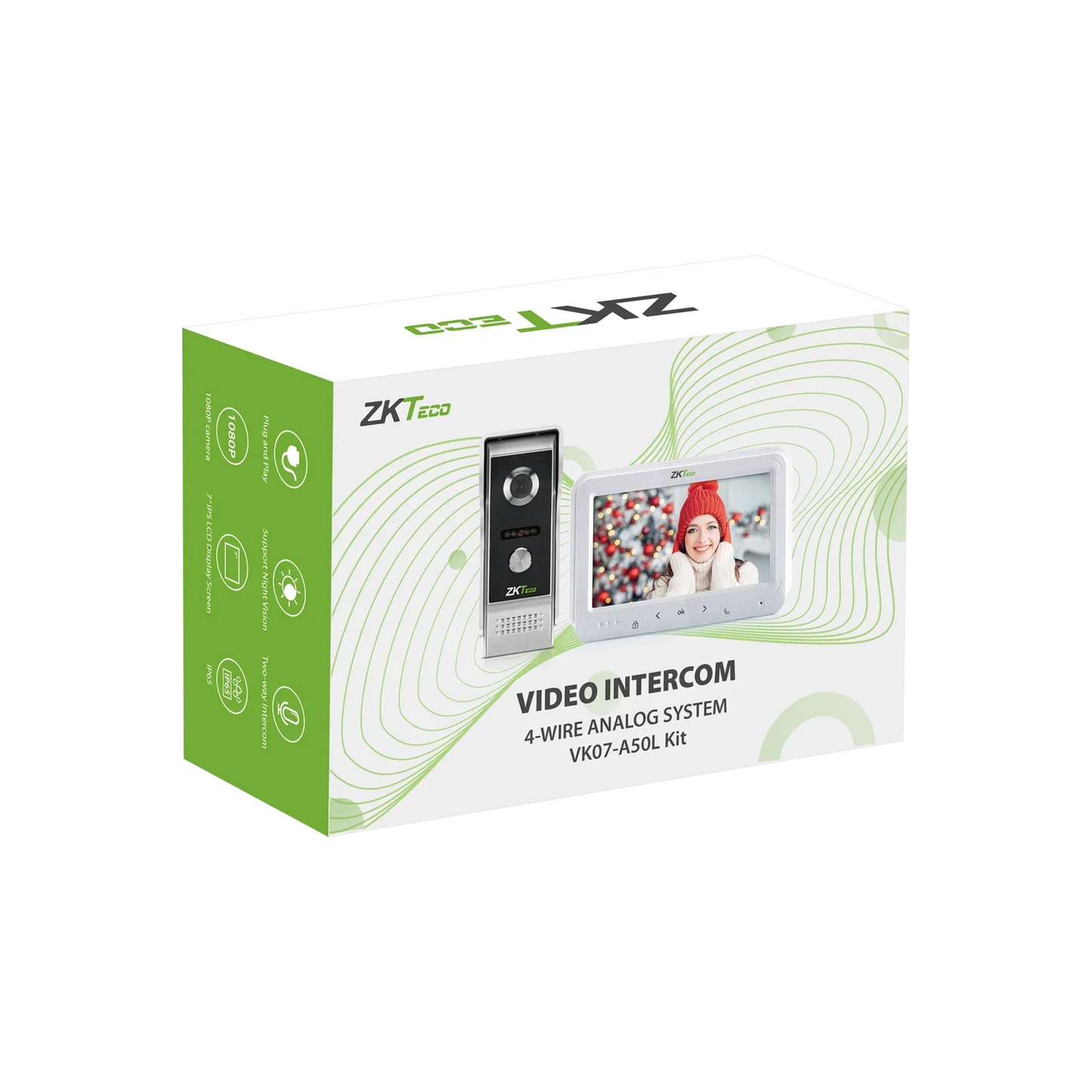 ZKTeco VK07-A50L Kit – 4-Wire Intercom Kit with Villa Door Station & Indoor Monitor