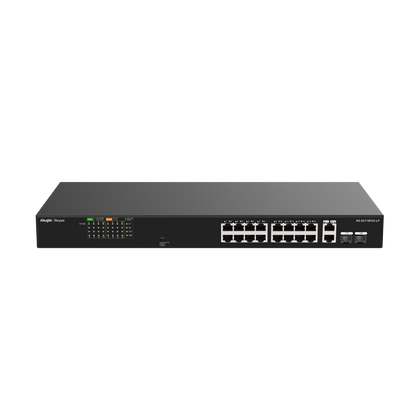 RG-ES118FGS-LP 16-Port 10/100 Mbps + 2-Port Gigabit Unmanaged PoE Switch – Fanless, High-Performance, Ideal for Surveillance & Small Business Networks