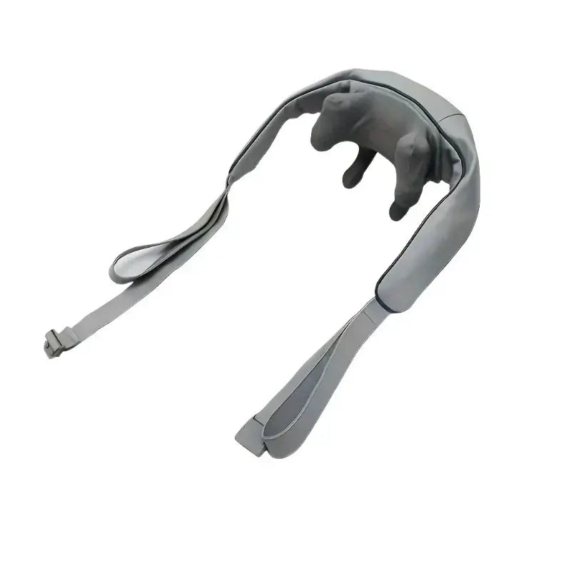 Grey portable neck massager with adjustable shoulder straps