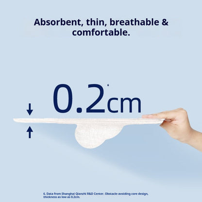 Ultra-thin breathable white sanitary pad, 0.2 cm thickness indicator with hand