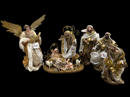 Handmade Christmas Nativity Set 30cm (11.75") – Holy Family & Standing Angel Religious Figurines, Christian Christmas Home Decor Gift