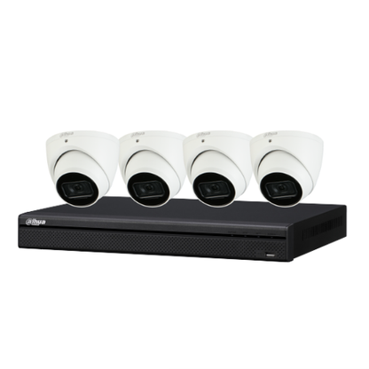 Dahua 4CH AI NVR  kit including 4x 6MP Dahua DH-IPC-HDW3666EMP-S-AUS 4 Cameras Turret, WizSense, DHI-NVR4104HS-P-AI/ANZ