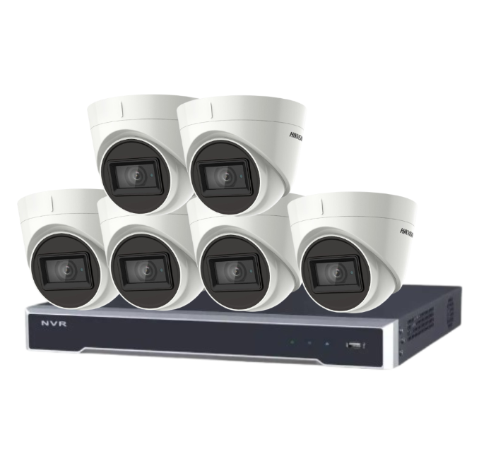 Hikvision 8-Camera 5MP Outdoor Surveillance Kit with 8-Channel PoE NVR and HDD – DS-2CE78H8T-IT3F + DS-7608NI-M2/8P