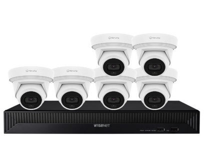 Hanwha Vision x8 Q-Core 8MP AI FlatEye Camera with 8-Channel NVR Kit – Complete 4K Surveillance Solution
