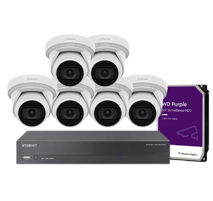 Hanwha Wisenet 5MP CCTV Kit with 8 ANE-L8082R Cameras + 8-Channel NVR CT-ARN-810S + HDD | AI-Powered IR Surveillance System