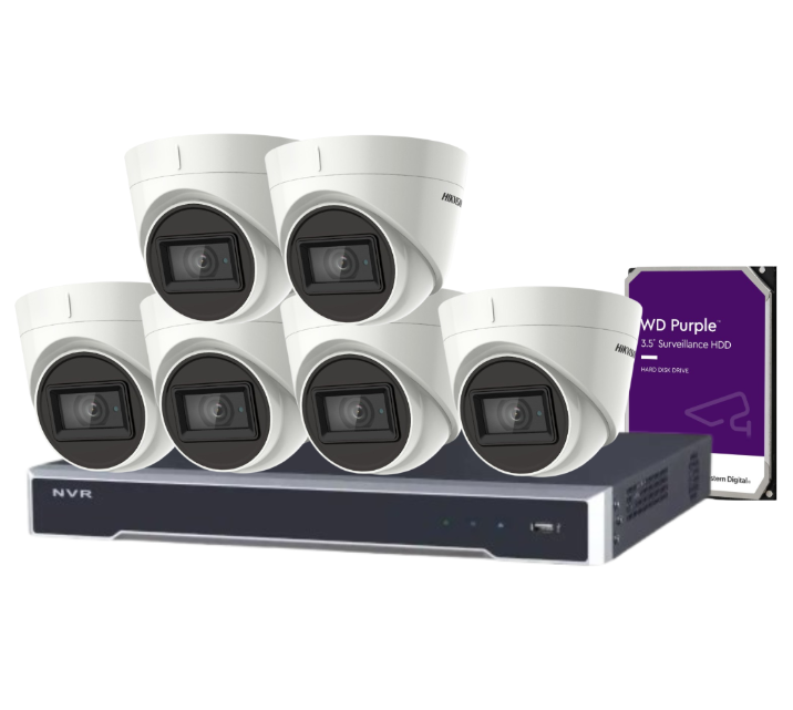 Hikvision 8-Camera 5MP Outdoor Surveillance Kit with 8-Channel PoE NVR and HDD – DS-2CE78H8T-IT3F + DS-7608NI-M2/8P