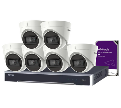 Hikvision 8-Camera 5MP Outdoor Surveillance Kit with 8-Channel PoE NVR and HDD – DS-2CE78H8T-IT3F + DS-7608NI-M2/8P
