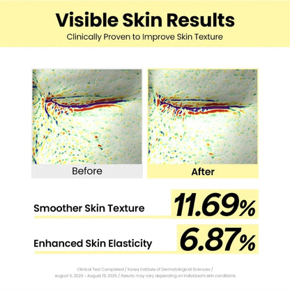Visible skin results graphic with before-and-after skin texture and percent improvements