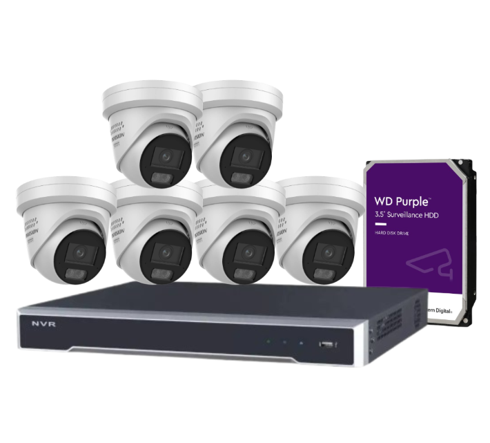 *NEW Hikvision 8-Channel CCTV Kit with 6MP ColorVu Smart Cameras, 8K NVR, Hybrid Light, Audio & Alarm – White/Black (DS-2CD2367G3-LIS2UY/SL-2)