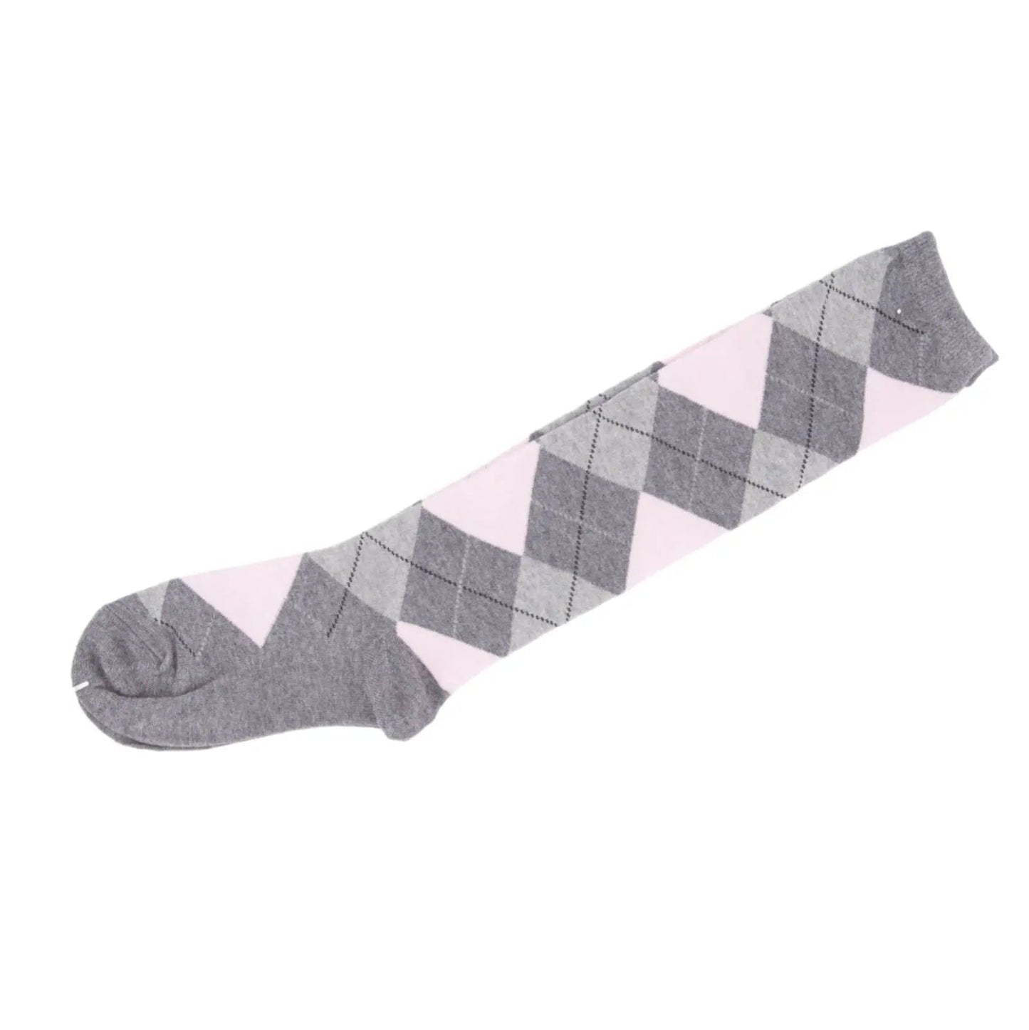 Knee High Socks Black Red Diamond Check Ladies Long Womens