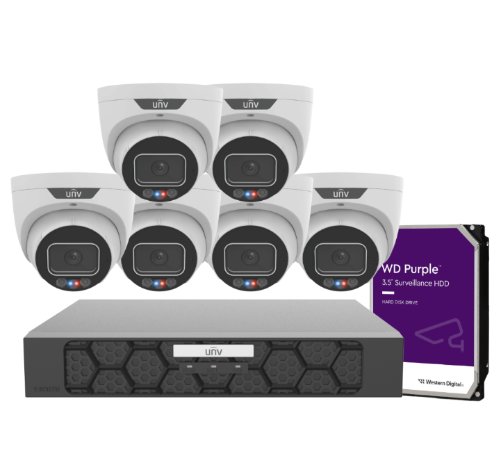 Uniview 8 MP Triguard CCTV Kit – 8× IPC3638SS‑ADF28KMC‑I1 Cameras + NVR501‑08B‑P8‑IQ 8‑Channel 4K PoE Recorder with HDD