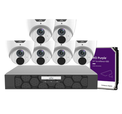 Uniview 8× IPC3618LE‑ADF28K‑GM 8MP Cameras + NVR501‑08B‑P8‑IQ 8-Channel 4K PoE Recorder with HDD – Advanced 4K Surveillance Kit for AU/NZ