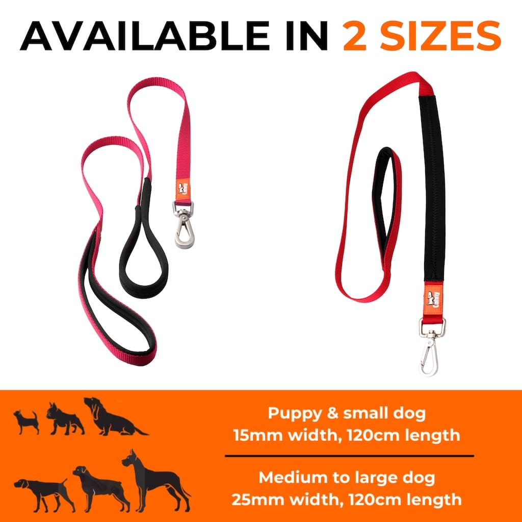 Dog lead in two sizes: 15mm and 25mm widths, with metal snap clips