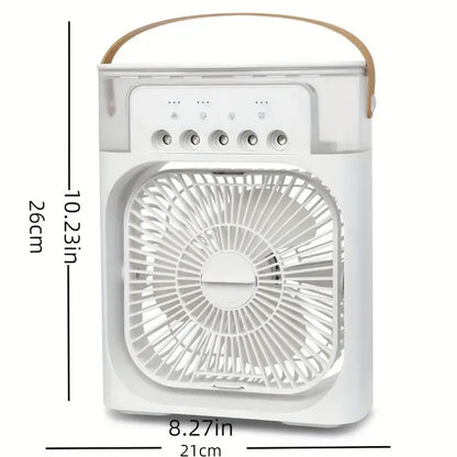 White portable humidifier fan air cooler with front grille and control panel