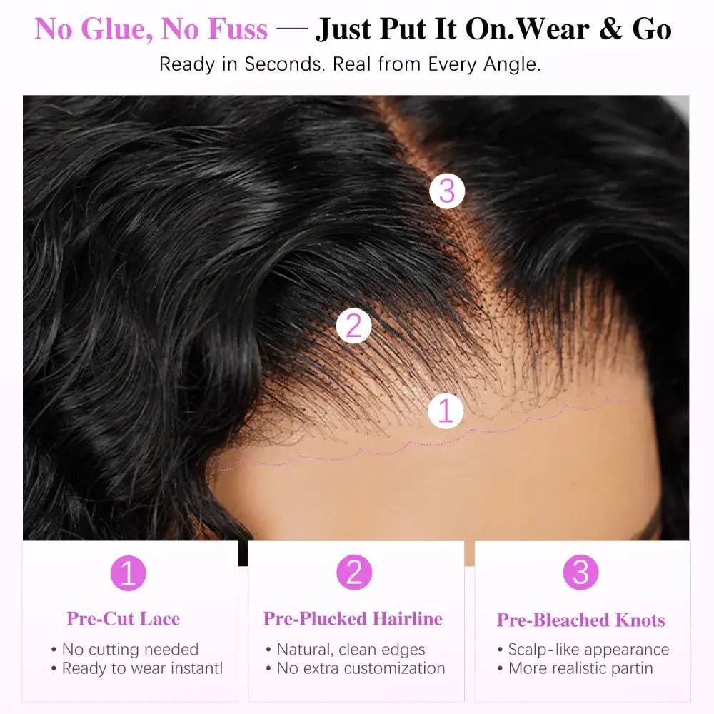 HD lace front showing pre-plucked hairline, bleached knots, and dark curls at the part