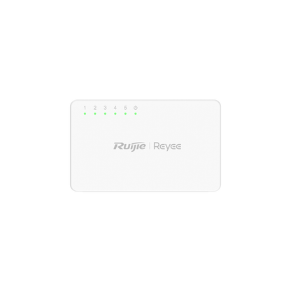 RG-ES05F 5-Port 10/100 Mbps Unmanaged Non-PoE Switch – Fanless, Metal/Plastic Casing, Home & Small Office Network