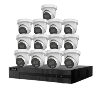 HiLook 16-Channel 6MP AI CCTV Kit with PoE NVR, HDD & Dual-Mic Turret Cameras – IPC-T361H-MU#AUS | Complete Surveillance System for Commercial & Residential Use