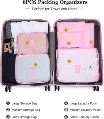 6pcs Packing Cubes Travel Storage Zip Organizers for Clothes, Socks, Underwear