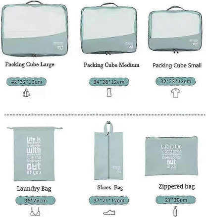 6pcs Packing Cubes for Suitcases Travel Luggage Organizer Bags - Blue