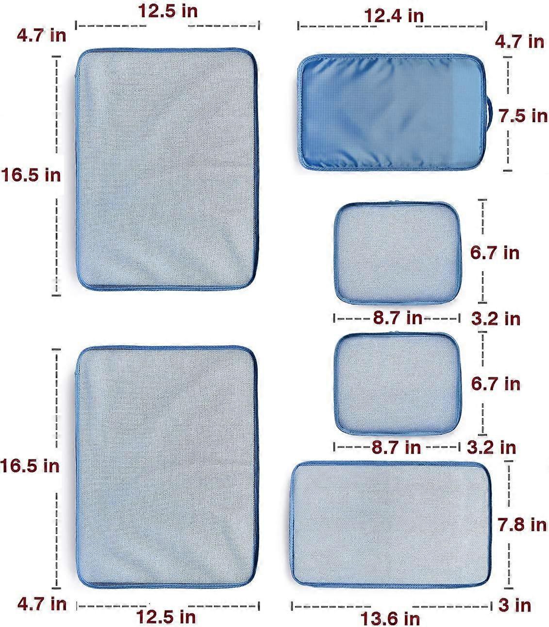 6pcs Packing Cubes with Shoe Bag Travel Organizer Set - Seablue