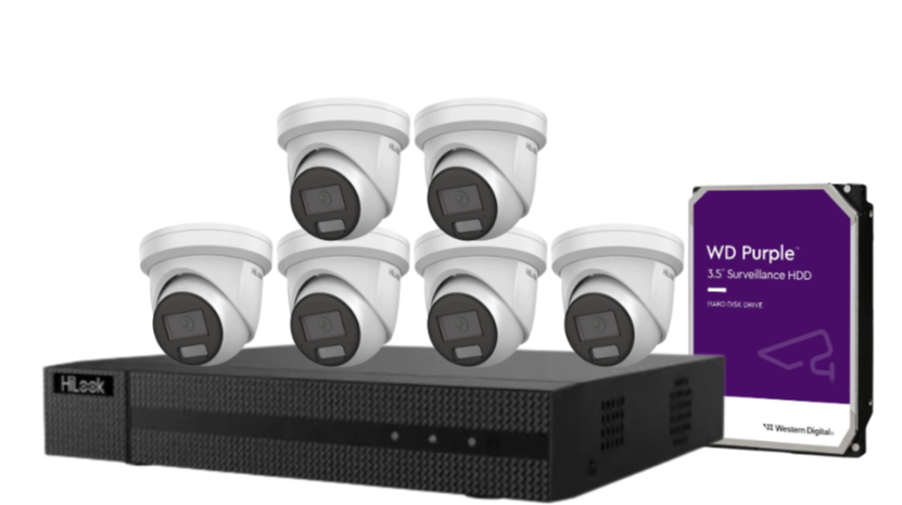 HiLook IPC-T282H-MU  (REPLACED BY T381H)  8MP AI Fixed Turret Network CCTV Camera 4K Kit – 8 Cameras + 8CH PoE NVR + HDD