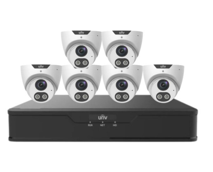 Uniview x8 8MP Tri-Guard CCTV Security Camera Kit with 8-Channel NVR, Smart AI Detection, Night Vision, and HDD / IPC3618SB-ADF28KMC-I0