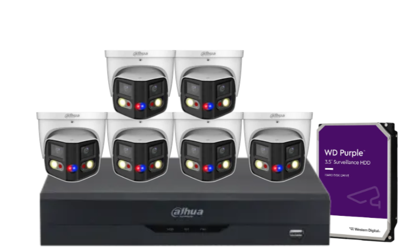 Dahua x8 8MP AI Full-Colour 180° TIOC Duo CCTV Kit with Dual-Lens WizSense Cameras, 8-Channel PoE NVR & HDD – DH-IPC-PDW3849-A180-AS-PV-ANZ-1