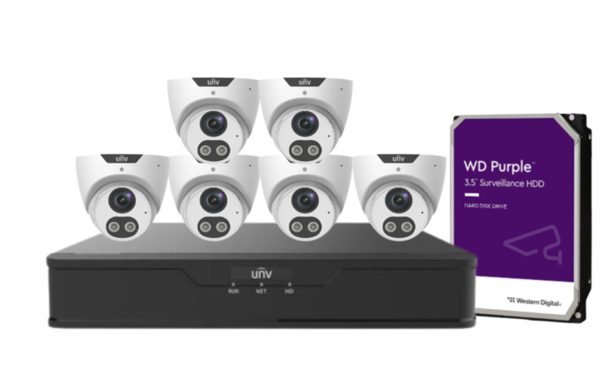 Uniview x8 8MP Tri-Guard CCTV Security Camera Kit with 8-Channel NVR, Smart AI Detection, Night Vision, and HDD / IPC3618SB-ADF28KMC-I0