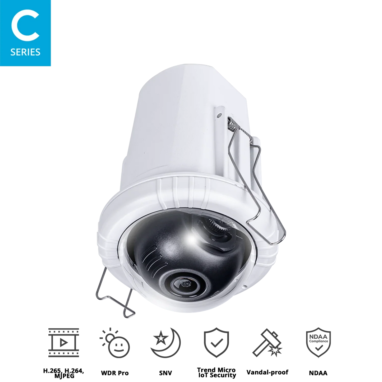 VIVOTEK FD9182-H 5MP Recessed Mount Fixed Dome IP Camera with WDR Pro, SNV, Smart Stream III, Built-in Mic, and PoE Support