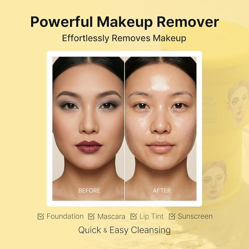 Before-and-after makeup removal panel for cleansing oil pads