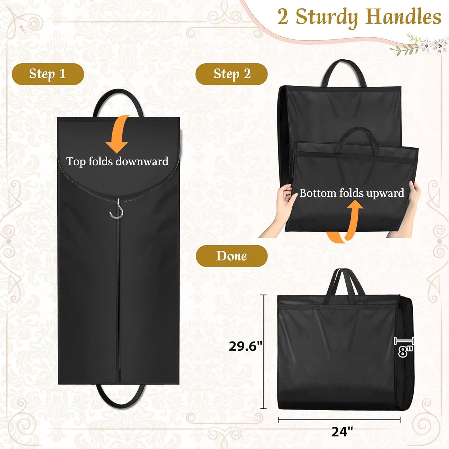 72" Wedding Dress Garment Bag for Travel with 4" Gusseted Long Hanging Dress Bags for Gowns for Women Garment Cover Clothes Storage for Closet, Black