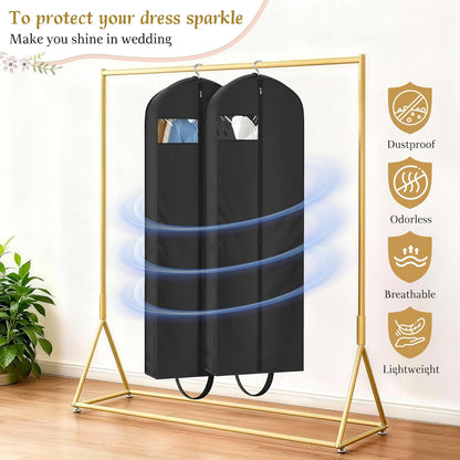 72" Wedding Dress Garment Bag for Travel with 4" Gusseted Long Hanging Dress Bags for Gowns for Women Garment Cover Clothes Storage for Closet, Black
