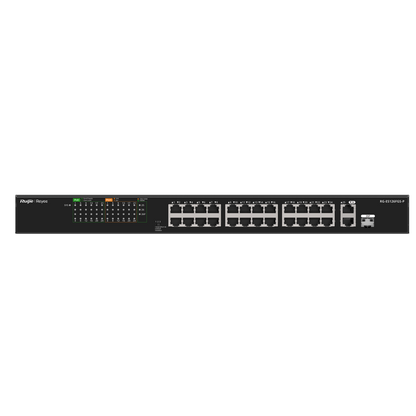 Ruijie Reyee RG-ES126FGS-P 26-Port Unmanaged PoE Switch | 24 PoE+ Ports | 2 Gigabit Uplink Ports | 1 SFP Combo Port | 370W PoE Budget