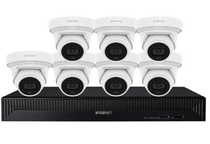 Hanwha Vision x8 Q-Core 8MP AI FlatEye Camera with 8-Channel NVR Kit – Complete 4K Surveillance Solution