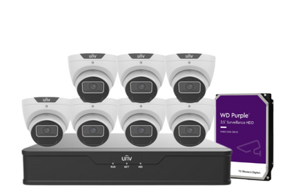 Uniview AcuTrack 6MP CCTV Kit with 8 Turret Cameras, 8-Channel NVR, AI Analytics, PoE & HDD | IPC3616SS-ADF28K-I1