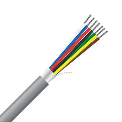 Garland 7 Core 14/0.20mm Shielded Security Cable – 100m Roll | MC147S | 21AWG, Screened with Drain Wire, Grey PVC Sheath, ELV Rated