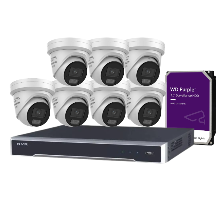 *NEW Hikvision 8MP ColorVu CCTV Kit – 8-Channel 8K NVR DS-7608NI-M2/8P + 8x DS-2CD2387G3-LIS2UY/SL (L)(RB) Cameras, Hybrid Light, Audio, HDD, ANZ Certified
