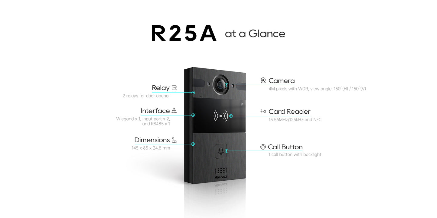 Akuvox R25A – Compact 4MP SIP Video Door Phone with RFID Access