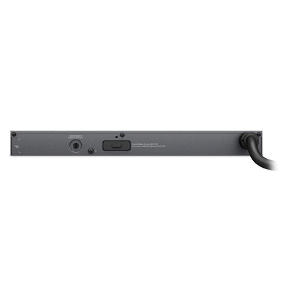 1U lithium-ion battery pack rear/control panel with buttons and power cable connection