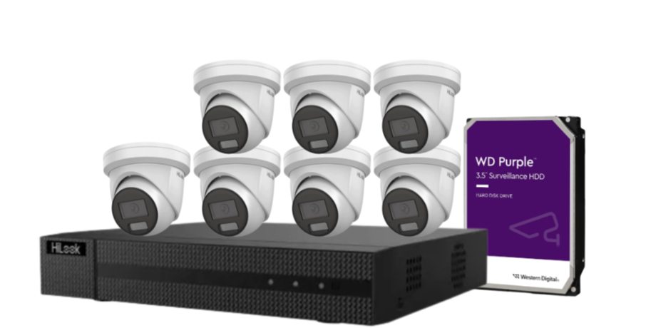 HiLook IPC-T282H-MU  (REPLACED BY T381H)  8MP AI Fixed Turret Network CCTV Camera 4K Kit – 8 Cameras + 8CH PoE NVR + HDD