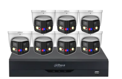 Dahua x8 8MP AI Full-Colour 180° TIOC Duo CCTV Kit with Dual-Lens WizSense Cameras, 8-Channel PoE NVR & HDD – DH-IPC-PDW3849-A180-AS-PV-ANZ-1