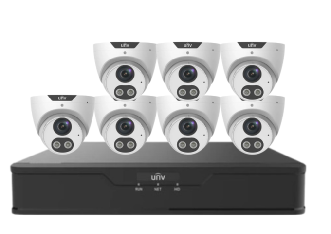 Uniview x8 8MP Tri-Guard CCTV Security Camera Kit with 8-Channel NVR, Smart AI Detection, Night Vision, and HDD / IPC3618SB-ADF28KMC-I0