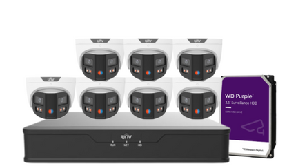 Uniview PRIME-III 8MP 180° Dual-Lens AI CCTV Kit – 8 Channel NVR + HDD – ColorHunter, Smart AI, 30m IR – SKU: IPC3K28SE-ADF28KMC-DL-I0-SED