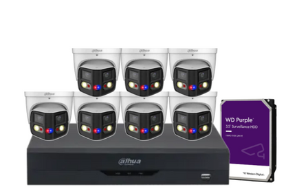 Dahua x8 8MP AI Full-Colour 180° TIOC Duo CCTV Kit with Dual-Lens WizSense Cameras, 8-Channel PoE NVR & HDD – DH-IPC-PDW3849-A180-AS-PV-ANZ-1
