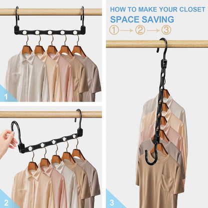 8 Pack Hangers Space Saving Magic Space Saver Storage Smart Plastic Clothes Hanger Organizer Closet Organizers and Storage for Closet Wardrobe Apartment College Dorm Room Essentials, Black