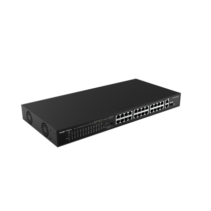 Ruijie RG-ES126S-LP V2, 24-Port 10/100 Mbps with 2-Port Gigabit Rackmount PoE Switch