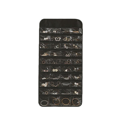 80 Pockets Jewelry Hanging Storage Organizer Holder Earring Display Pouch Bag - White
